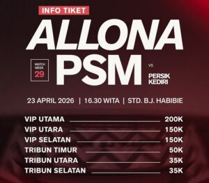PSM Makassar Vs Persik Kediri Laga Krusial, Segini Harga Tiketnya