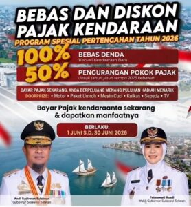 Pemprov Sulsel Hapus Denda Pajak Kendaraan 100 Persen, Beri Diskon Pokok Pajak hingga 50 Persen