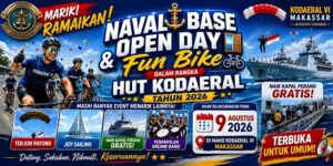 Mariki Ramaikan Naval Base Open Day dan Fun Bike HUT Kodaeral 2026 di Makassar