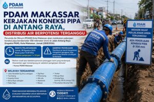 PDAM Makassar Kerjakan Koneksi Pipa di Antang Raya Hari Ini, Sejumlah Wilayah Terdampak
